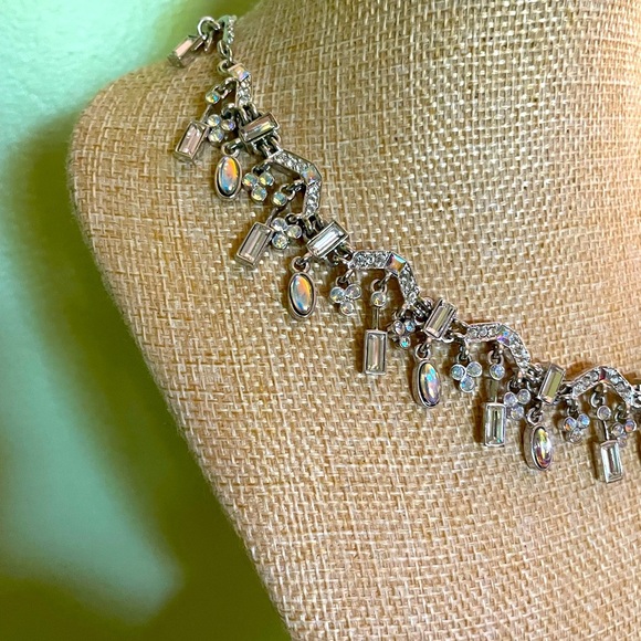 Silver Necklace with Stunning, Iridescent Aurora Borealis Crystal Accents - Picture 9 of 13